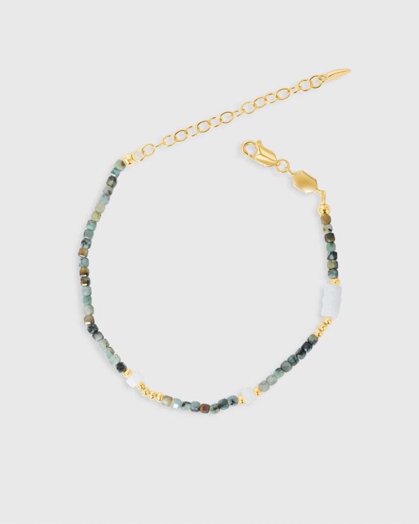 Natural Green Beads and Pearl Bracelet