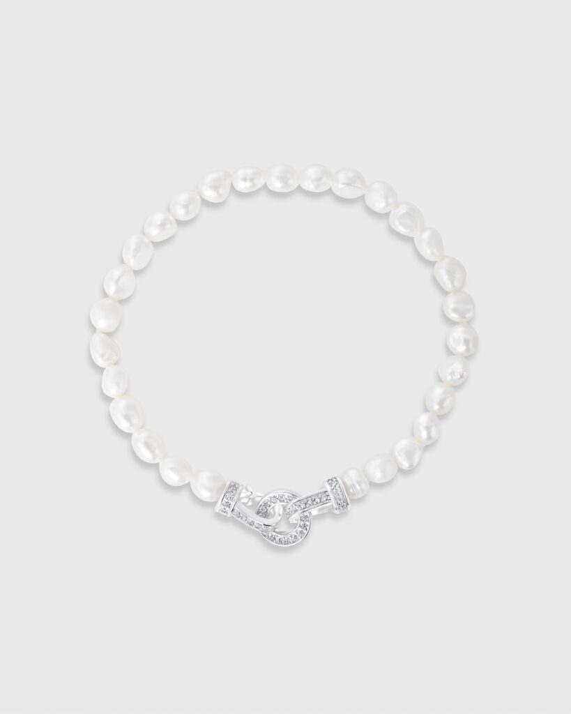 Dazzle Oval Links Classy Pearl Bracelet