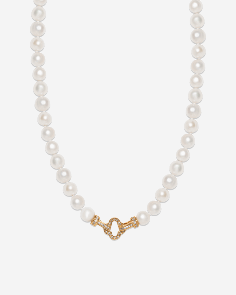 Lucky 4 Leaf Clover Charm Pearl Necklace