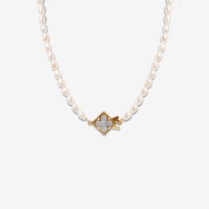18K Gold Plated Lucky Clover Pearl Necklace