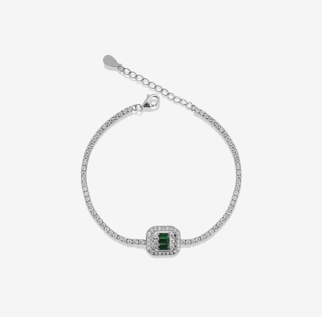 Classy Baguette Green Gemmed Tennis Bracelet