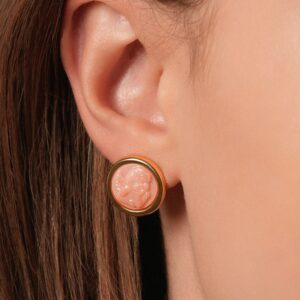 Coral Gemstone Angel Cut Earrings
