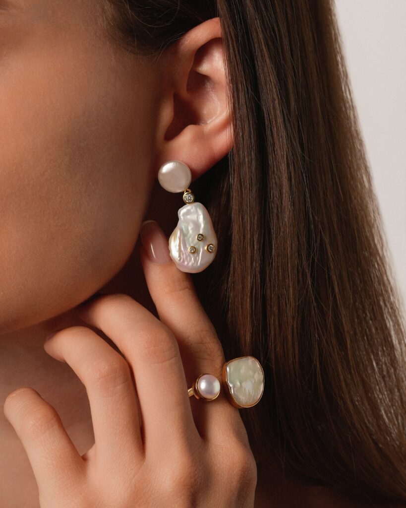 Mother Pearl Stars & Pearl Earring