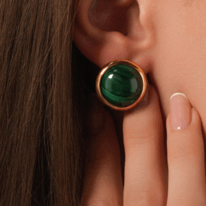 Malachite Sphere 18K Gold Plated Earrings