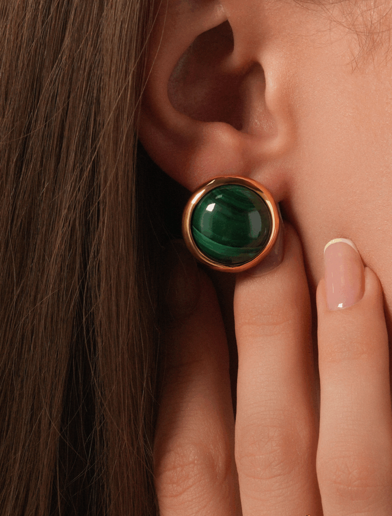 Malachite Sphere 18K Gold Plated Earrings