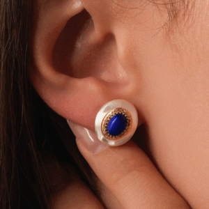 Mother Pearl & Lapis Lazuli Statement Earrings