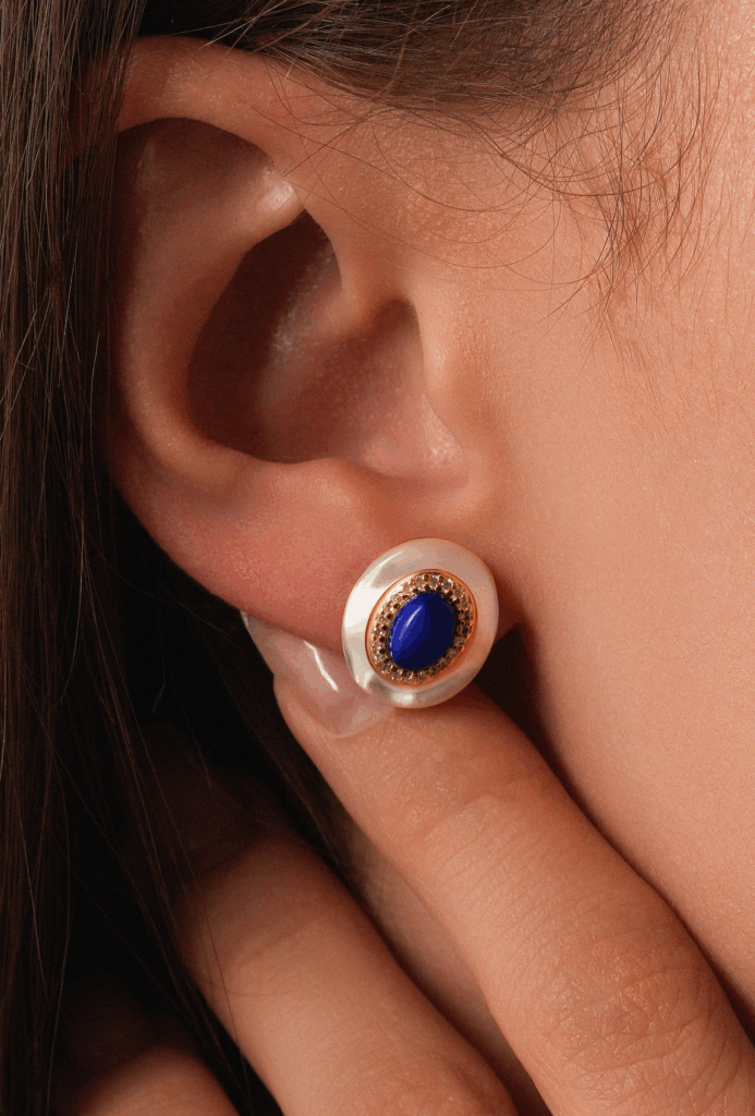 Mother Pearl & Lapis Lazuli Statement Earrings