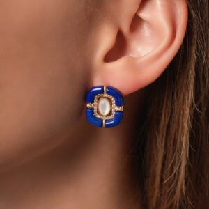Blue Stone & Mother Pearl Royal Earrings
