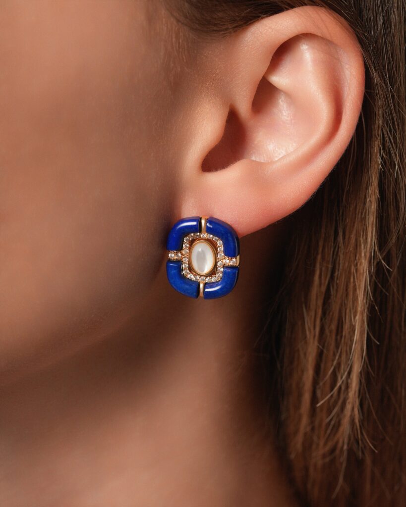 Blue Stone & Mother Pearl Royal Earrings