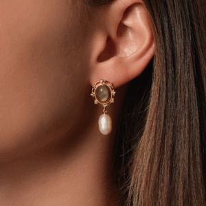 Royal Moonstone & Pearl Earrings