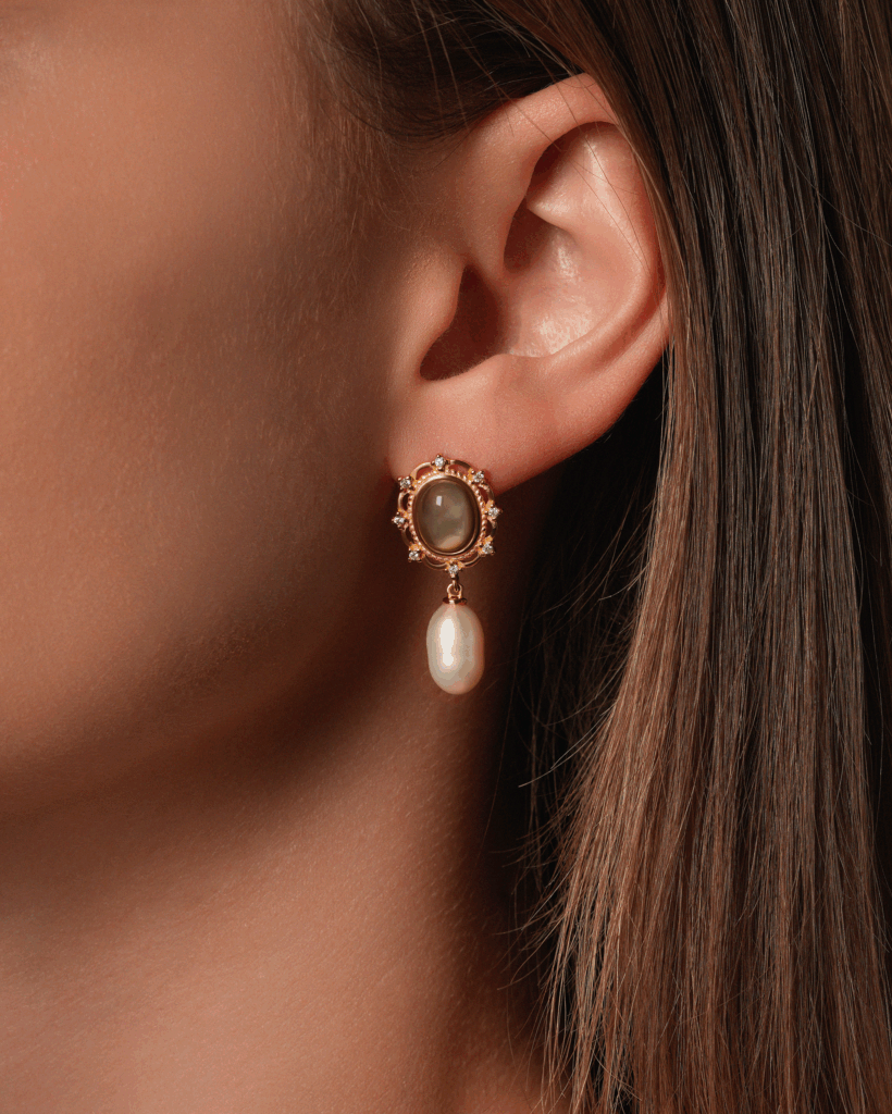 Royal Moonstone & Pearl Earrings