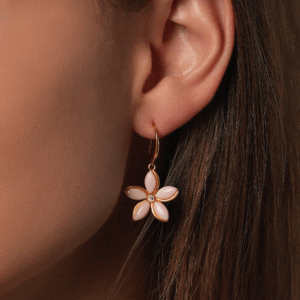 Floral Flower Coral Gemstone Earrings