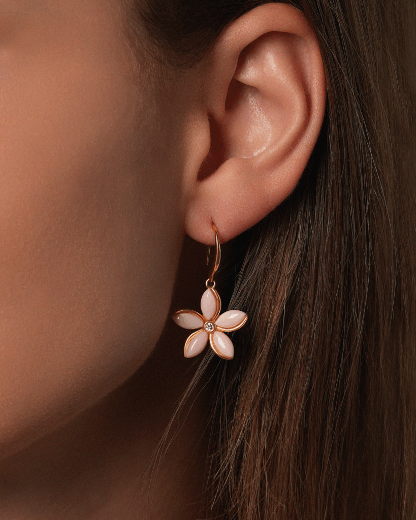 Floral Flower Coral Gemstone Earrings