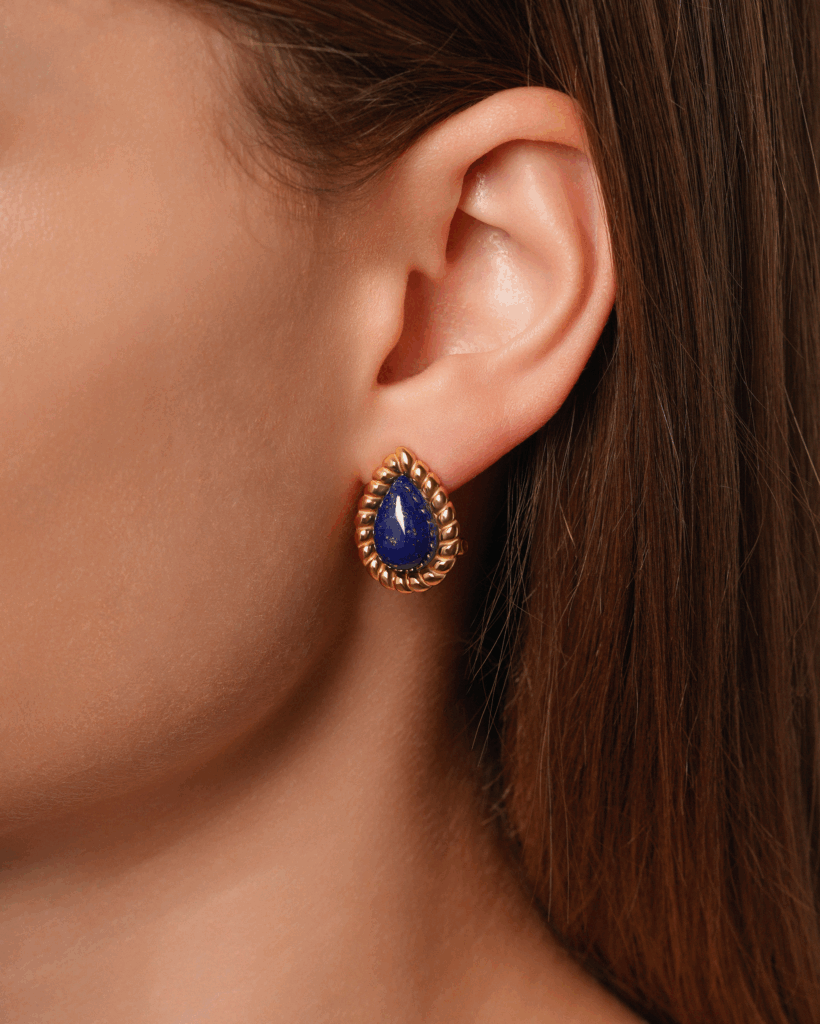 Lapis Lazuli Royal Tear 18K Gold Plated Earrings