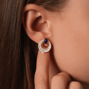 Mother Pearl & Lapis Lazuli Hoop Earrings