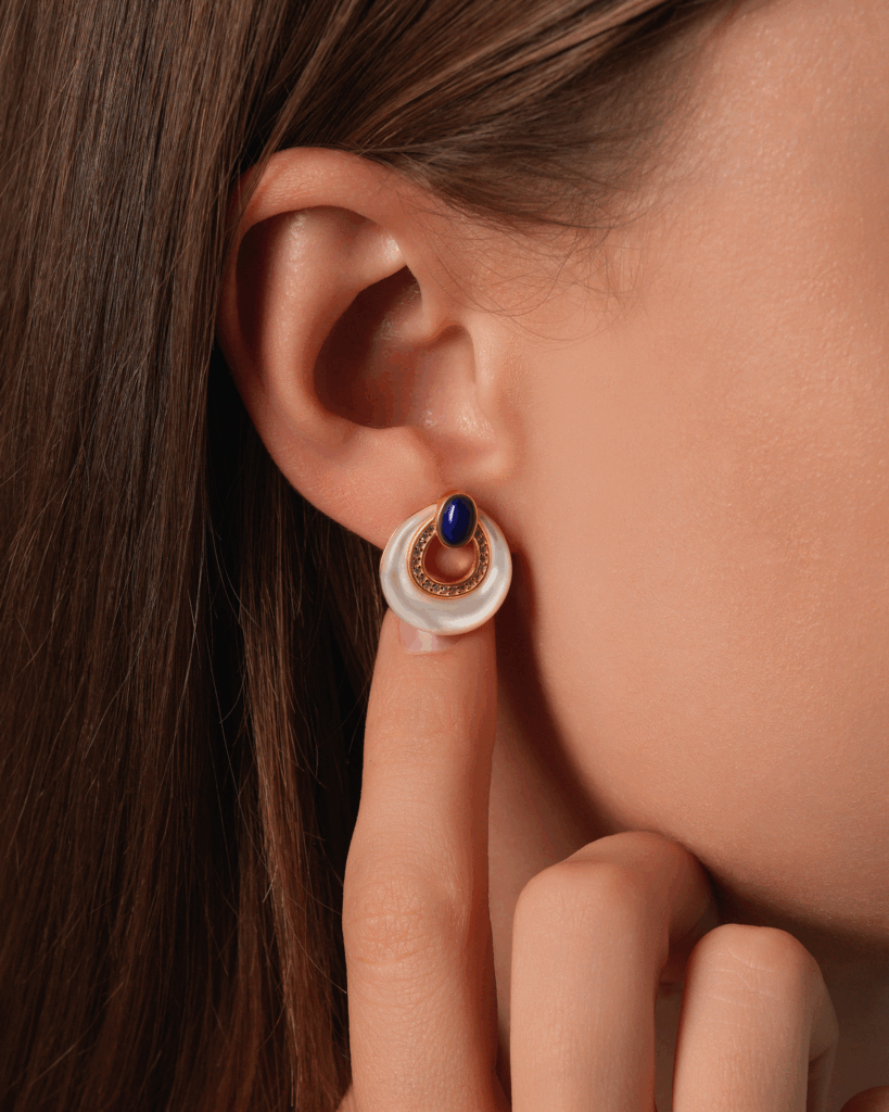 Mother Pearl & Lapis Lazuli Hoop Earrings