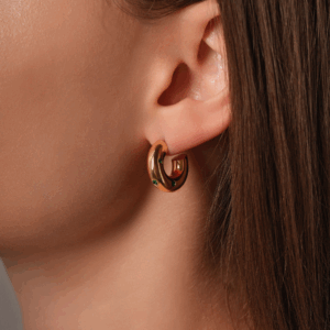 Green Stars Golden Small Hoop Earrings