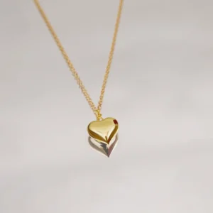 3D Heart 18K Gold Plated Necklace