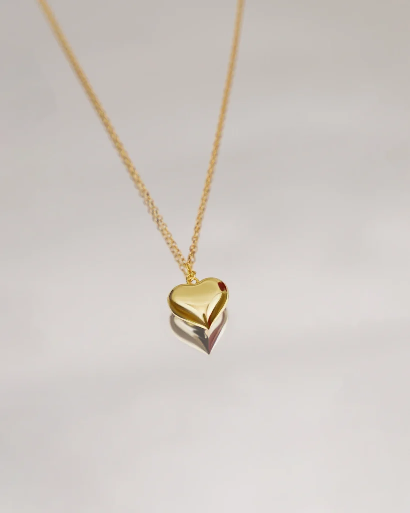 3D Heart 18K Gold Plated Necklace