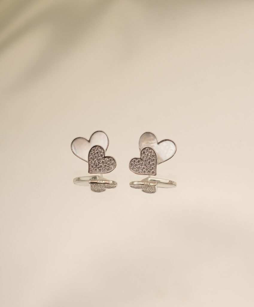 Mother Pearl Double Heart Earrings