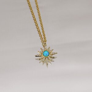 Turquoise Golden Sun 18K Gold Plated Necklace