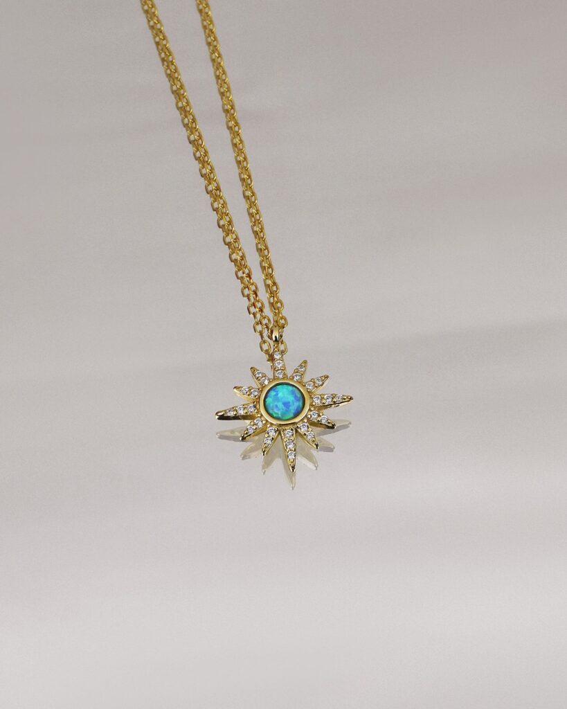 Turquoise Golden Sun 18K Gold Plated Necklace