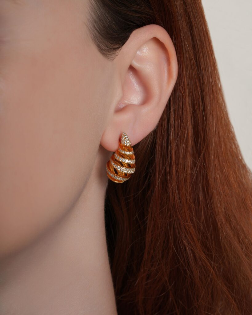 Crystal Golden Pear Earrings