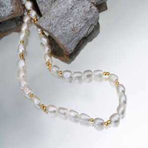 Natural Ocean 18 Karat Gold Plated Pearl Necklace