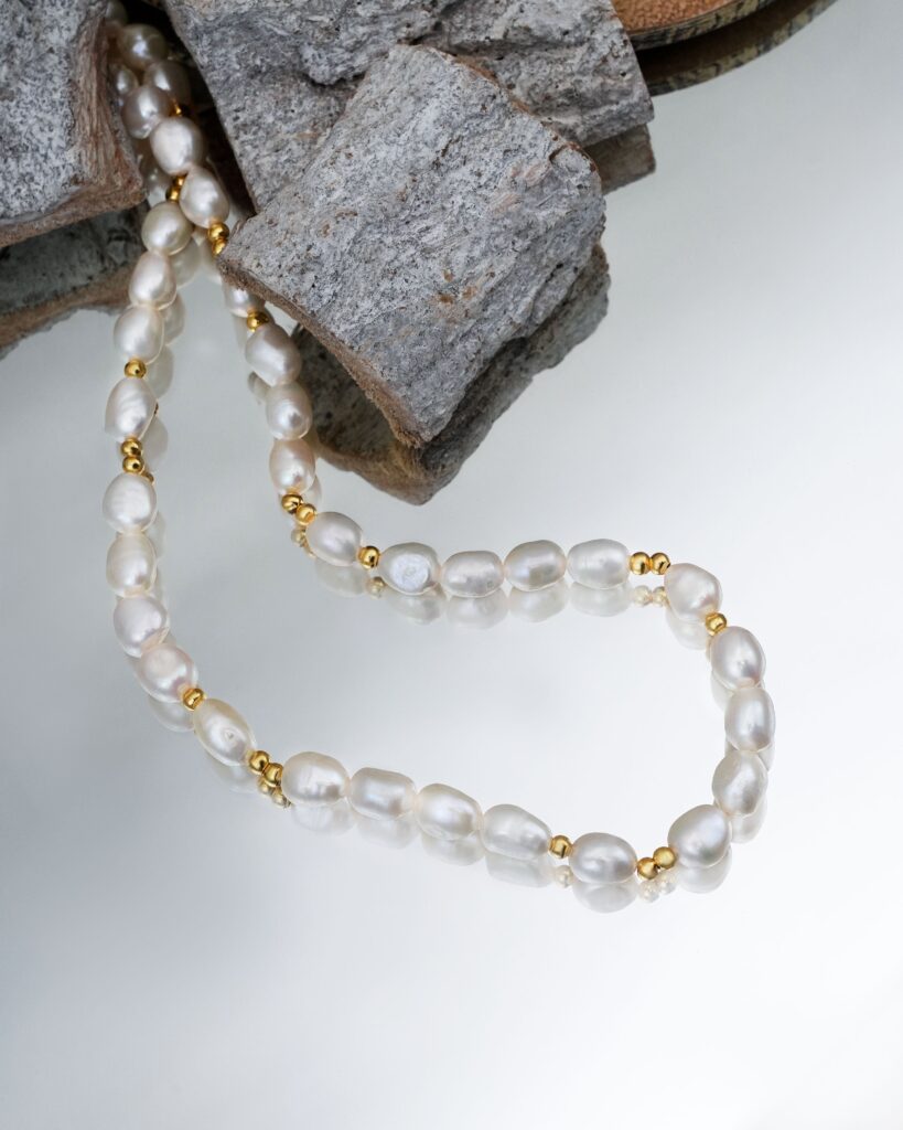 Natural Ocean 18 Karat Gold Plated Pearl Necklace