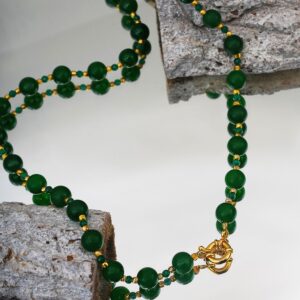 Green Beads 19K Gold Plated Necklace