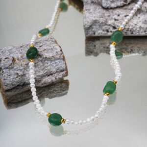 Emerald Beads Pearl Necklace