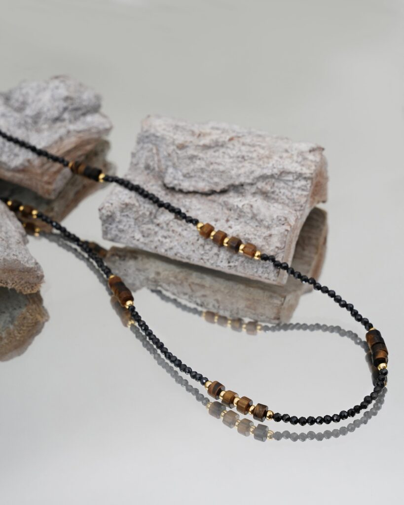 Black Beads & Tiger Eye Sphere