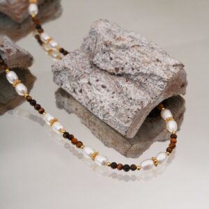 Tiger Eye Fall Pearl Necklace
