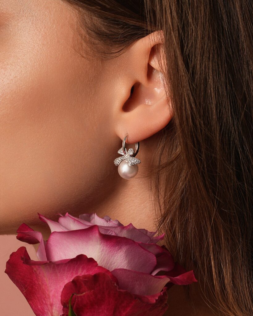 Powder Pink Pearl & Bow Earrings