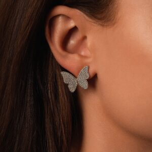 Dazzle Butterfly 18K Gold Plated Earrings