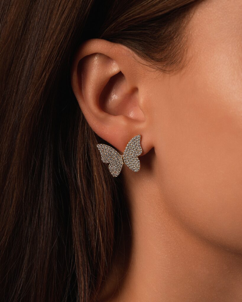 Dazzle Butterfly 18K Gold Plated Earrings