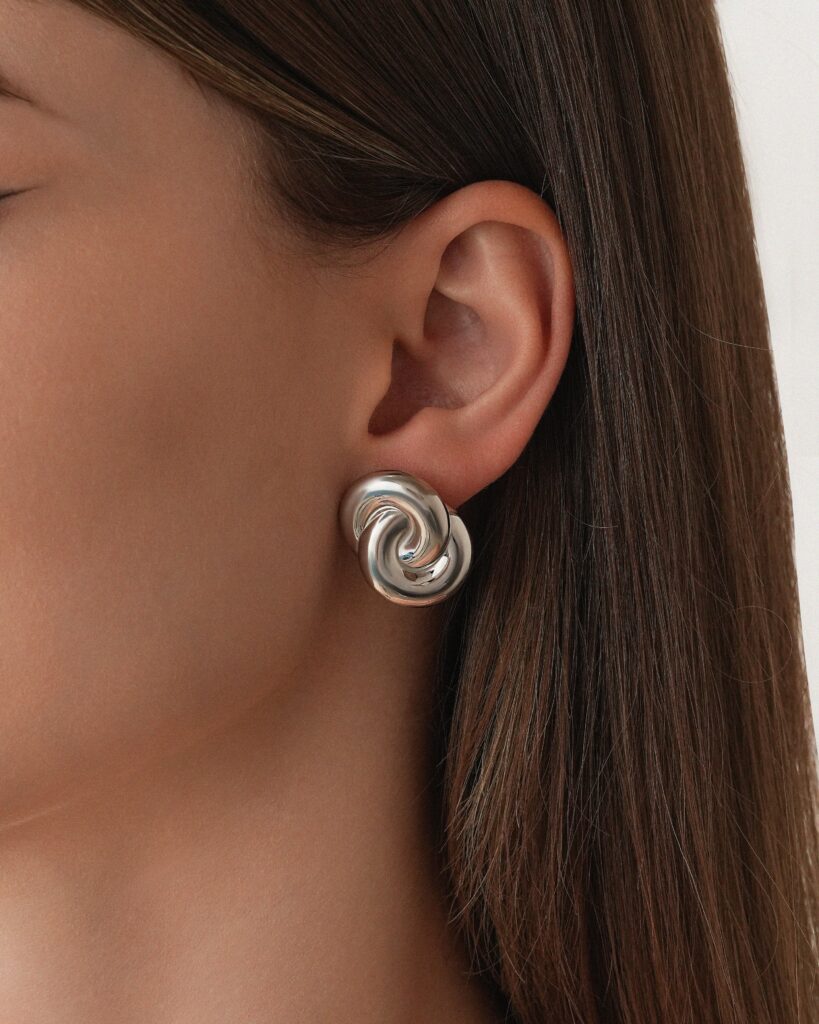 Cinnamon Roll Silver Earrings