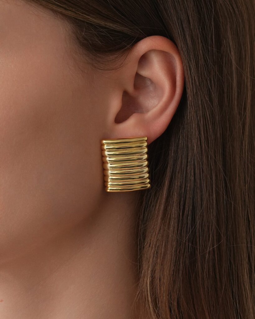 Cushion Gold Earrings