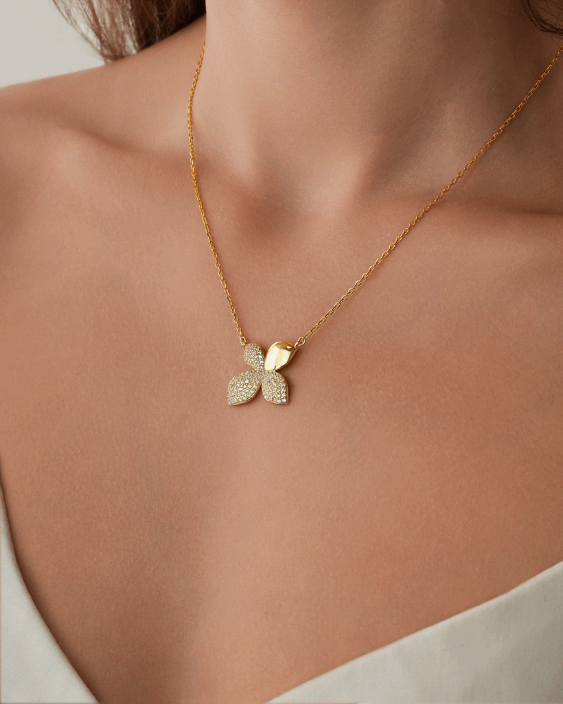 Golden Sparkle Orchid 18K Gold Plated Necklace