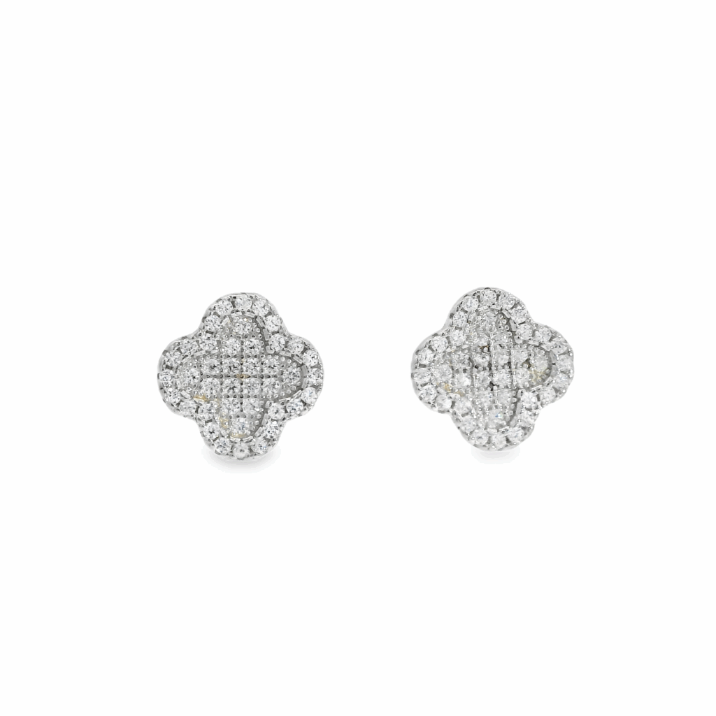 Sparkle Lucky Clover Stud Earrings