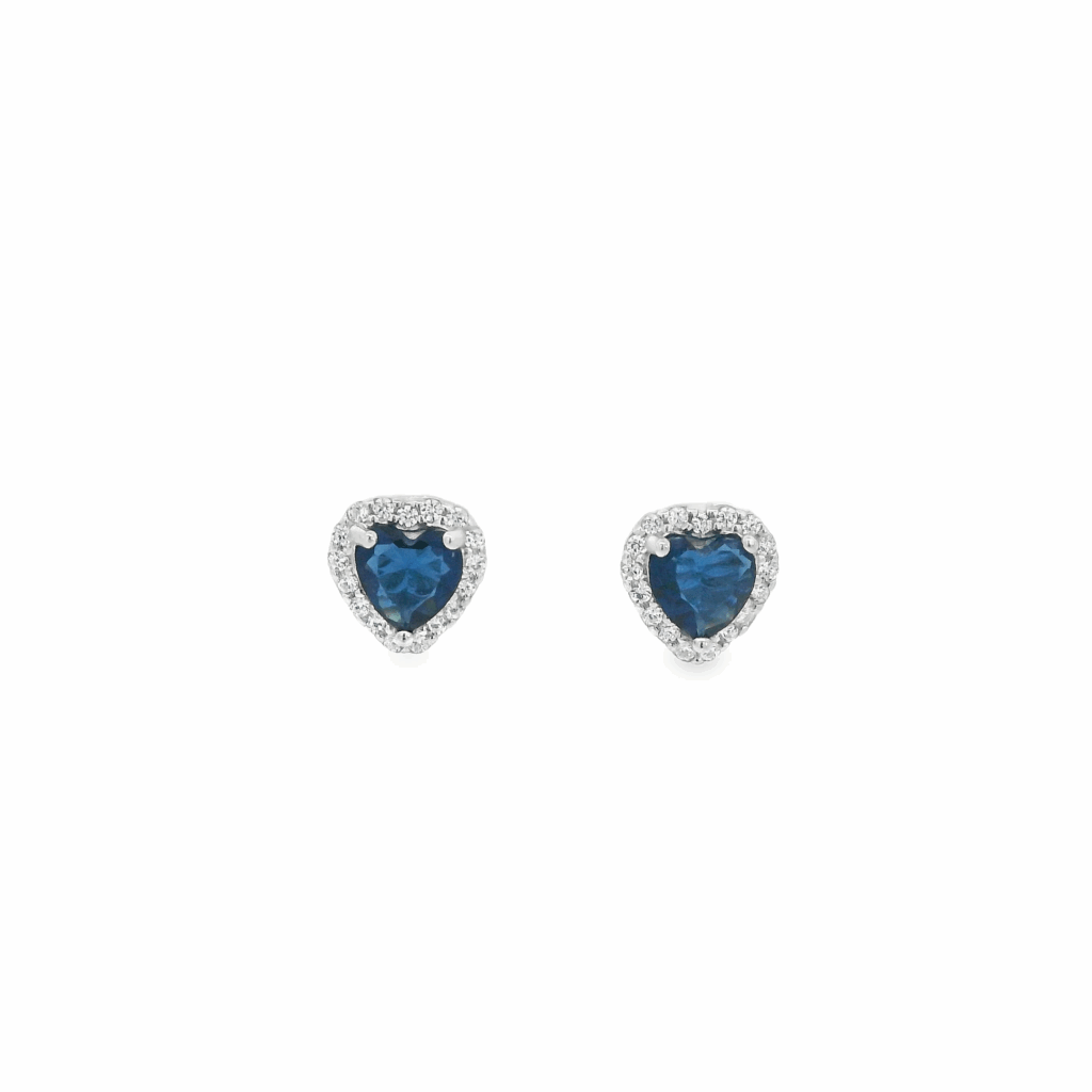 Small Blue Heart Dazzle Earrings