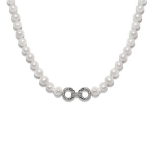 Double Cuff Link Pearl Necklace