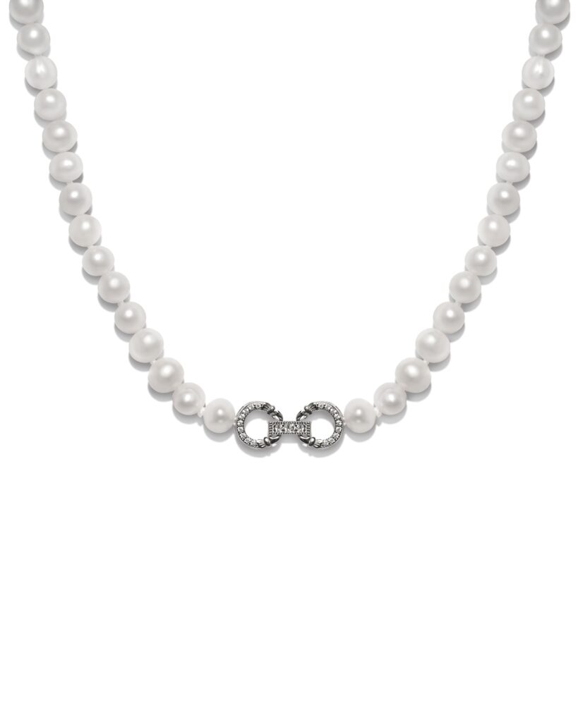 Double Cuff Link Pearl Necklace