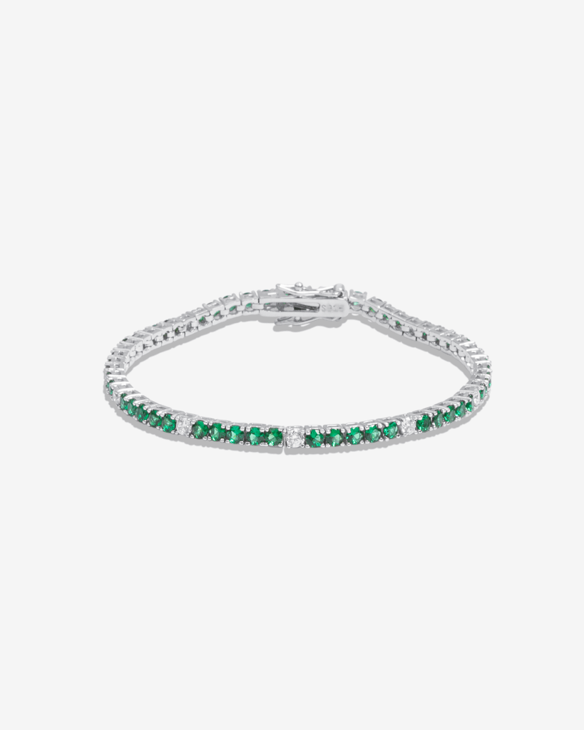 Green & White Gemmed Tennis Bracelet