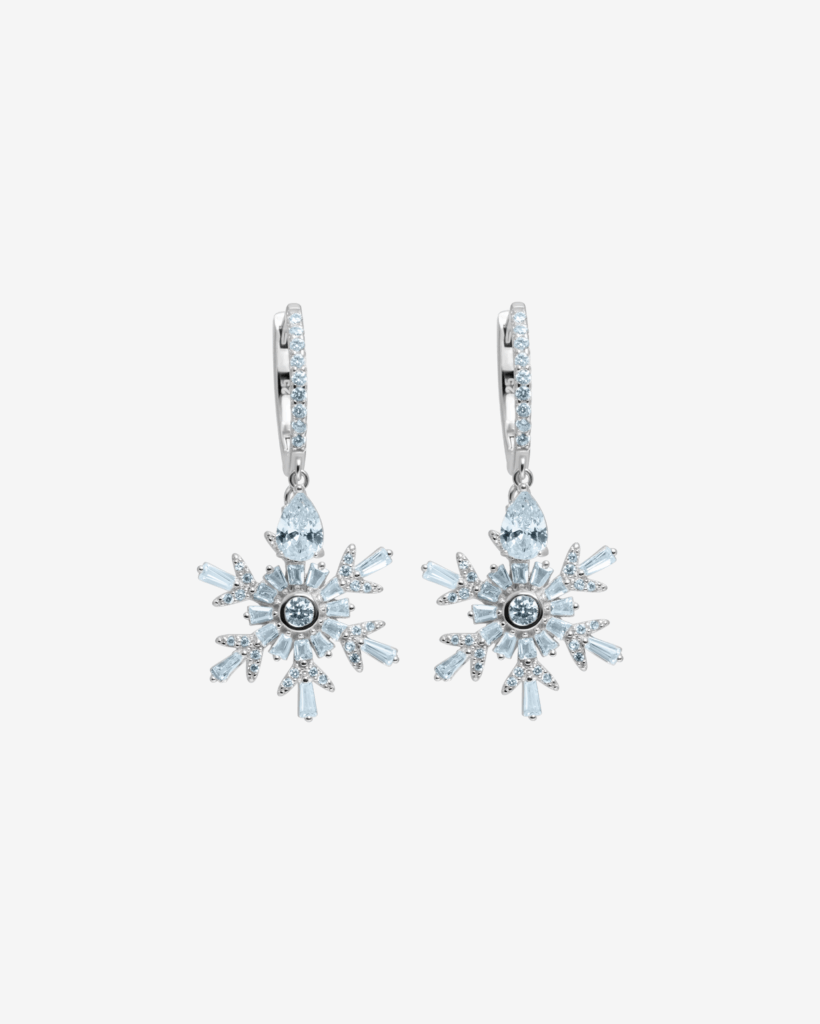 Frosted Snowflake Clip Earrings