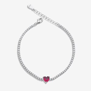 Red Heart Tennis Bracelet