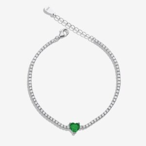 Green Heart Tennis Bracelet