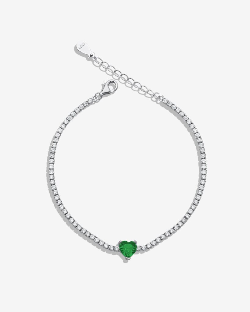 Green Heart Tennis Bracelet