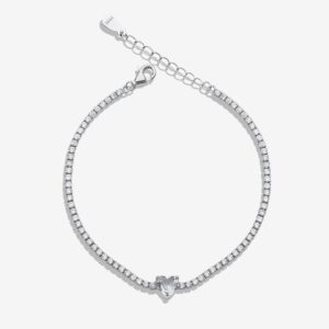 White Heart Tennis Bracelet