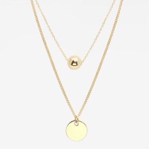 Medallion & Ball Twin 18K Gold Plated Necklace
